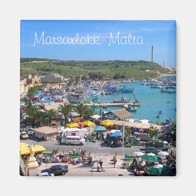 Aimant Panorama du port de Marsaxlokk à Malte (Devant)