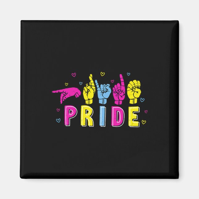 Aimant Pansexual ASL Pride Pan Rainbow Sign Language sour (Devant)