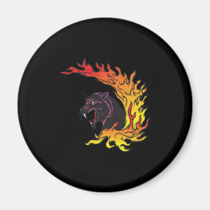 Aimant panthère vierge et flammes