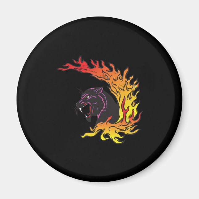 Aimant panthère vierge et flammes (Devant)