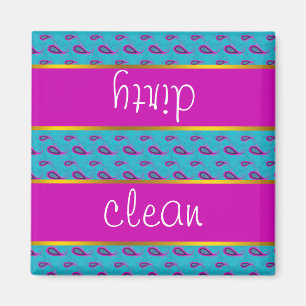 Aimant Paon et motif magenta de Paisley