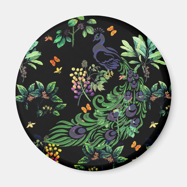 Aimant Paon Orné et Floral Vintage (Devant)