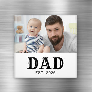 Aimant Papa a établi la photo en noir texte Fête des père