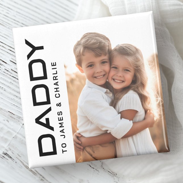 Aimant Papa aux enfants noms fête des pères photo (Daddy to kids names photo fathers day magnet)