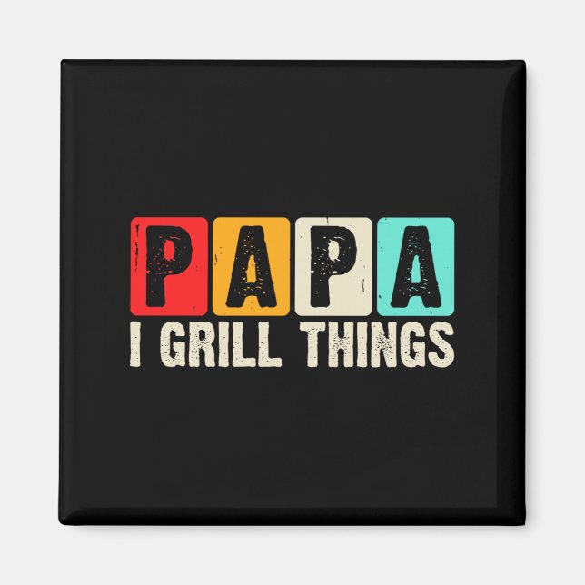 Aimant Papa BBQ Je fais griller des trucs Cuisine rétro d (Devant)