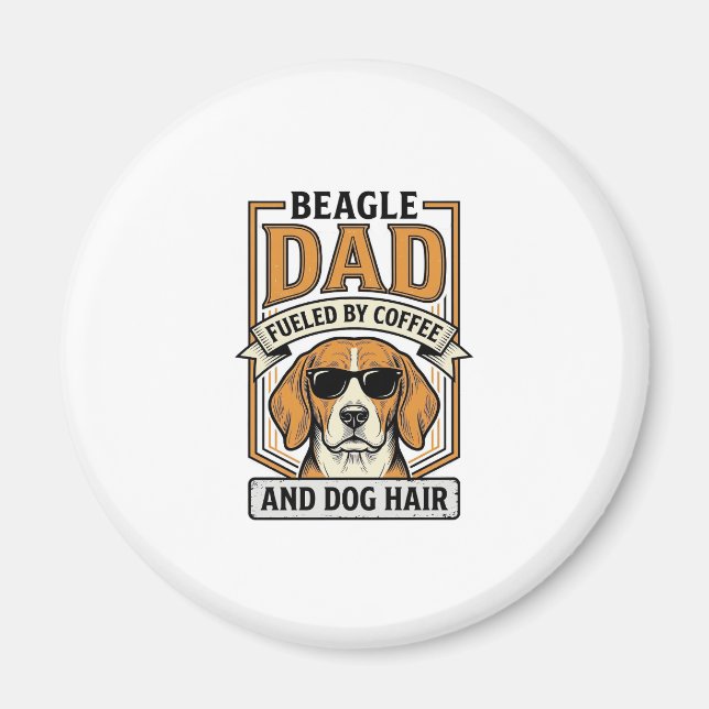 Aimant Papa Beagle alimenté par le café et le maillot de  (Devant)