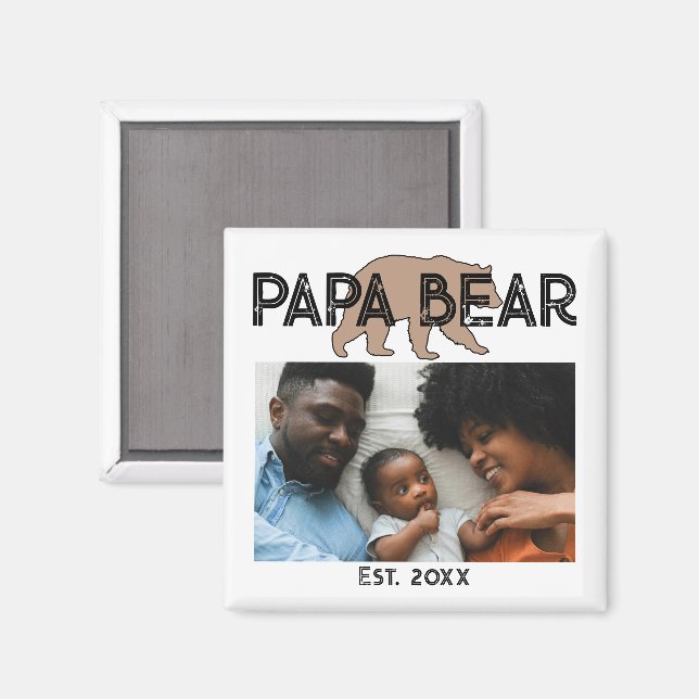 Aimant Papa Bear Father Year Established Photo (Recto/Verso)