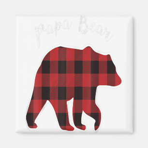 Aimant PAPA BEAR Hommes Red Plaid Pajama de Noël Famille 