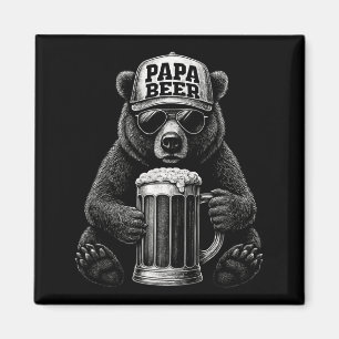 Aimant Papa Beer - Drôle d'ours de papa buvant de l'humou