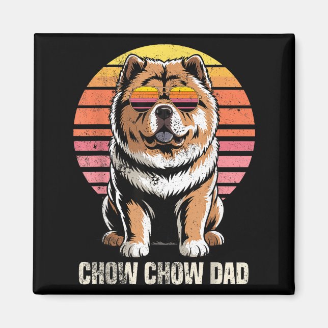 Aimant Papa Chow Chow Rétro Cool Drôle Propriétaire De Ch (Devant)