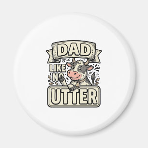Aimant Papa comme pas de pis drôle vache vintage vecteur