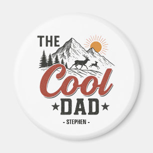 Aimant Papa Cool - Rustic Mountain et Deer Design