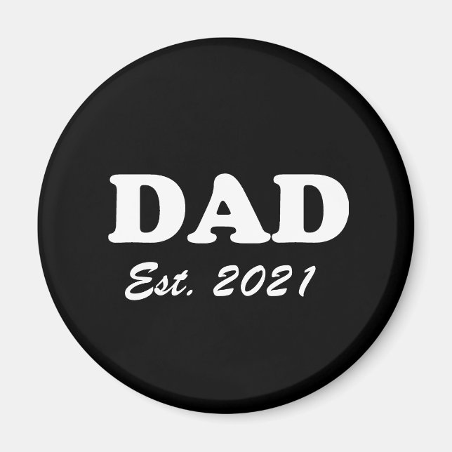 Aimant Papa Custom Date établie noir et blanc moderne (Devant)
