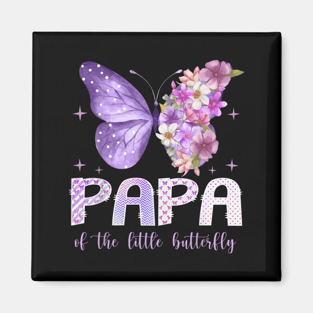 Aimant Papa de la petite fille papillon pour son 1er anni (Devant)
