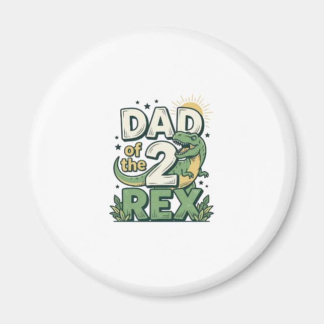 Aimant Papa des 2 Rex T-shirt de conception de père de di (Devant)