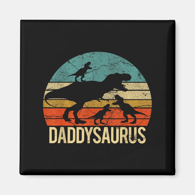 Aimant Papa Dinosaure Daddysaurus 3 Trois Enfants Noël Ch (Devant)
