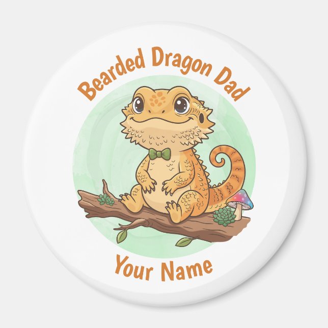 Aimant Papa Dragon Barbu Personnalisé (Devant)