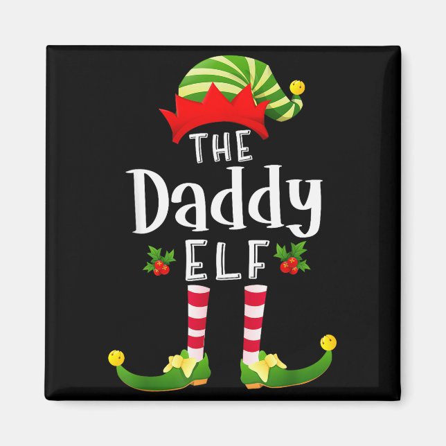 Aimant Papa Elfe de Noël Pyjama Assorti Fête de Noël  (Devant)