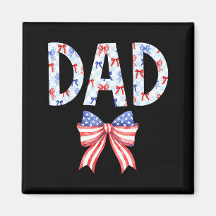 Aimant Papa Fête d'anniversaire avec un nœud de drapeau a