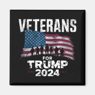 Aimant Papa Grand-père Vétérans Pour Trump 2024 Drapeau A