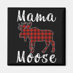 Aimant Papa Maman Élan Famille Noël Pyjama Rouge & Noir