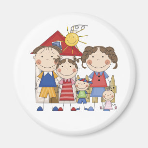 Aimant Papa, Maman, Grande Soeur, Moyen-Frère, Petite Soe