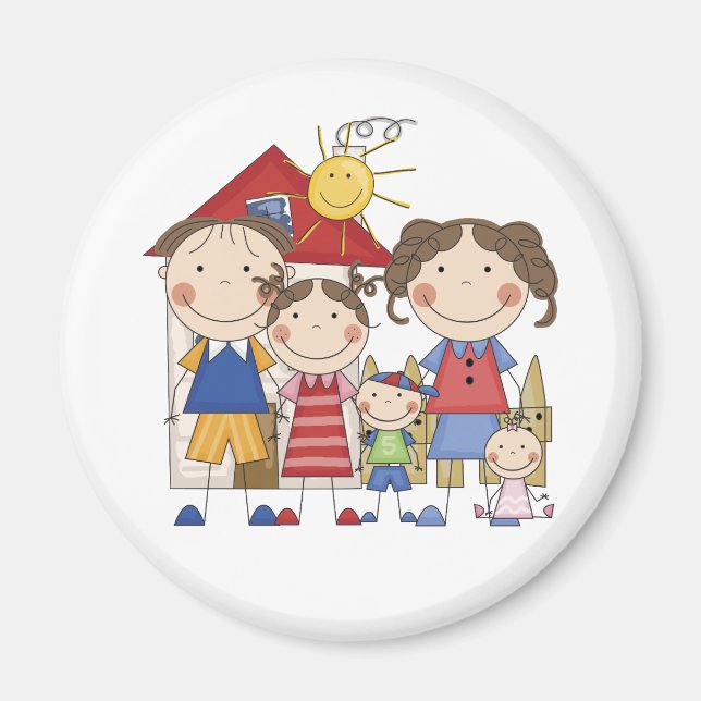 Aimant Papa, Maman, Grande Soeur, Moyen-Frère, Petite Soe (Devant)