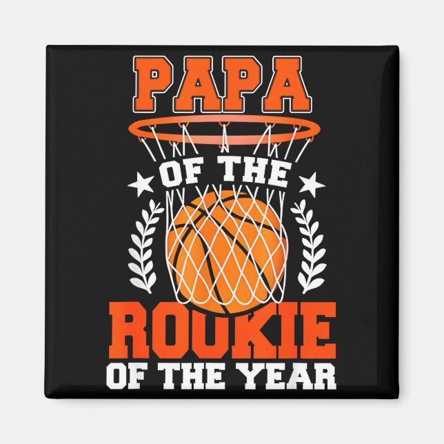 Aimant Papa Of Rookie 1st Basketball Bday Theme Matching  (Devant)
