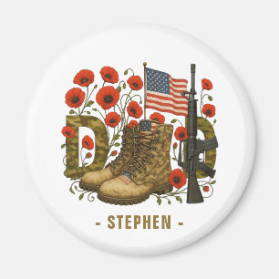 Aimant Papa patriotique - Drapeau américain avec Bottes d