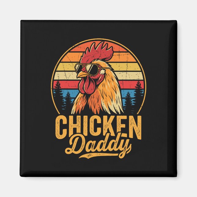 Aimant Papa Poule Drôle Coq Rétro Volailles Ferme Papa (Devant)