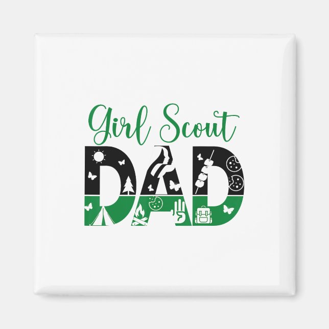 Aimant Papa scout noir et vert pour le camping de biscuit (Devant)