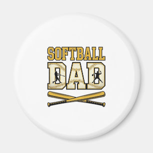 Aimant Papa Softball Gravure Vintage Batte Graphique_1