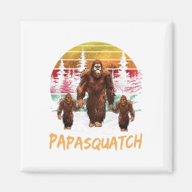 Aimant Papa Squatch Retro Bigfoot Papa Sasquatch Yeti Fat (Devant)