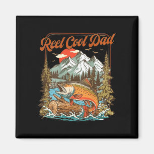 Aimant Papa super cool drôle de pêcheur arc-en-ciel (sur