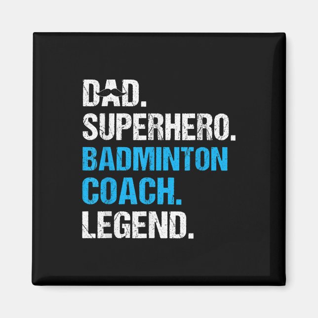 Aimant Papa Superhero Badminton Entraîneur Funny Badminto (Devant)