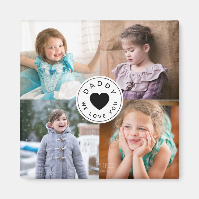 Aimant Papa We Lote Cute Heart Kids Photo Collage (Devant)