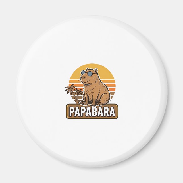 Aimant PAPABARA Conception Vectorielle Papa Capybara Rétr (Devant)