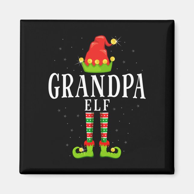 Aimant Papi elf Noël pyjama de Noël assorti (Devant)