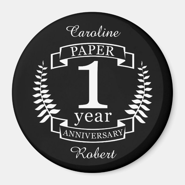 Aimant Papier 1er anniversaire mariage 1 an (Devant)