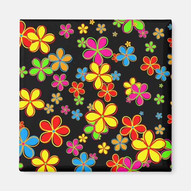 Aimant Papier peint à fleurs rétro (Devant)