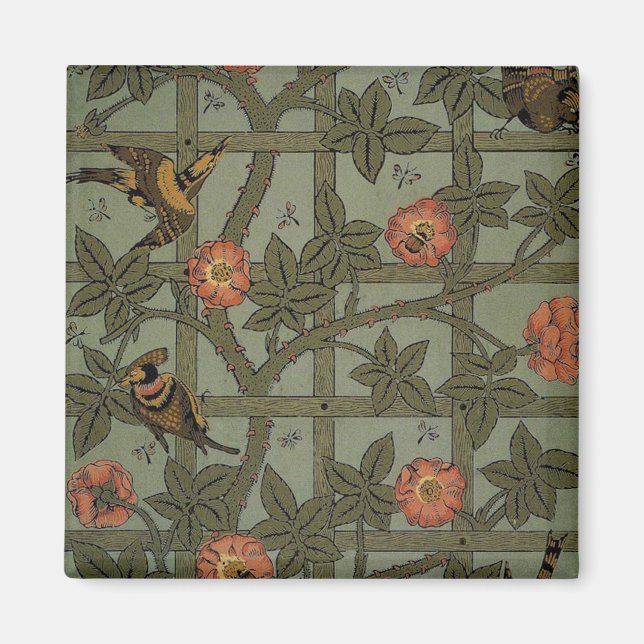 Aimant Papier peint à motif treillis de William Morris (Devant)