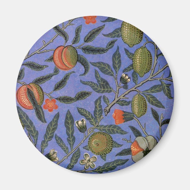 Aimant Papier peint coloré Grenade Bleue de William Morri (Devant)