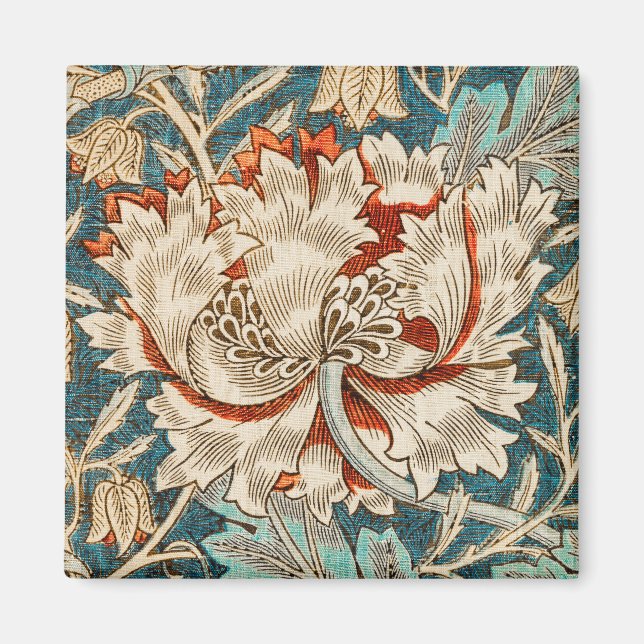 Aimant Papier peint floral Morris Teal Blue Honeysuckle (Devant)