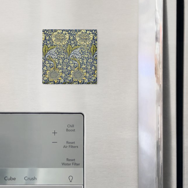 Aimant Papier Peint Floral William Morris Kennet Bleu Or (In situ (réfrigérateur))
