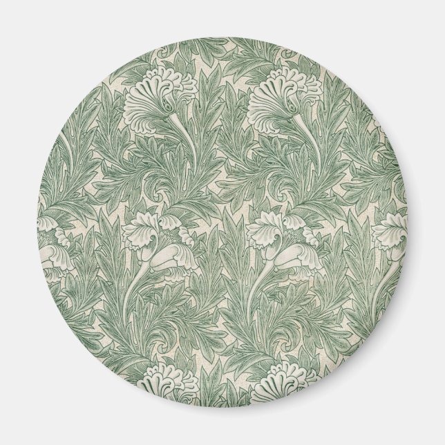 Aimant papier peint textile tulipe william morris vert (Devant)
