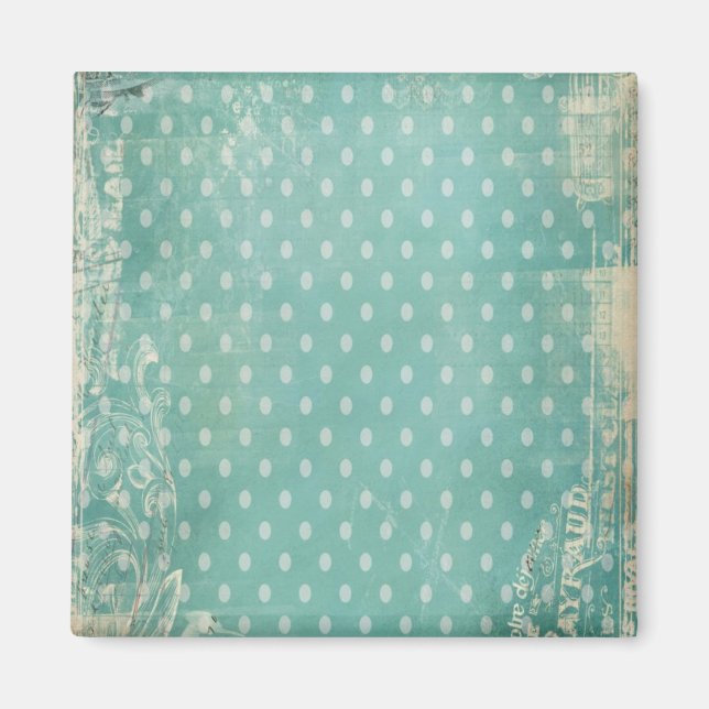 Aimant Papier peint Turquoise vintage et Torn (Devant)