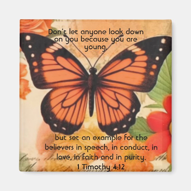 Aimant Papillon 1 Timothée 4:12 (Devant)