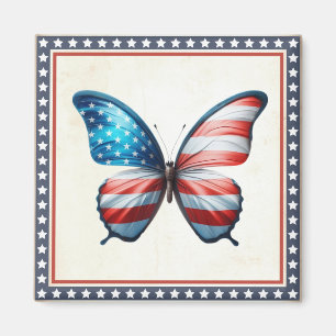 Aimant papillon 4 juillet patriotique américain