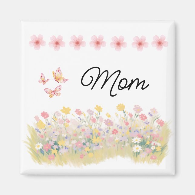 Aimant papillon à fleurs sauvages personnalisé (Devant)