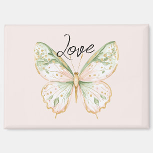 Aimant Papillon Amour Rose Pâle Vert Menthe Or
